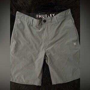 Hurley Men's M Athletic Gray Button Up Shorts W/ Pockets